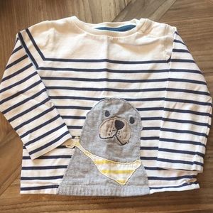 Excellent Mini Boden embroidered seal shirt 6-12m
